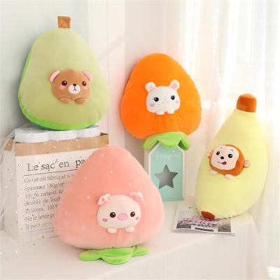 China Cute Realistic Backpack Stuffed Plush Toy Vegetable And Fruit Strawberry Mascot Costume Chery Kiwi Hat Educational Toys For Plush Toy for sale