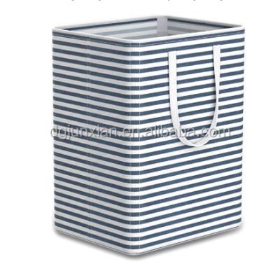 China 2021 Extra Large Collapsible Folding Laundry Hamper with Detachable Handle 4 Rods Cotton Canvas for Toys, Clothes (1, Blue Stripe) for sale