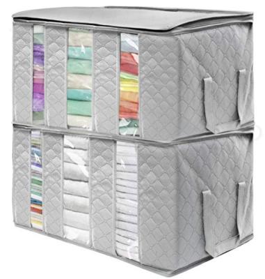 China Large Viable For Clothes 3 Sections 2-Pack Foldable Storage Bag Organizer (Gray) for sale