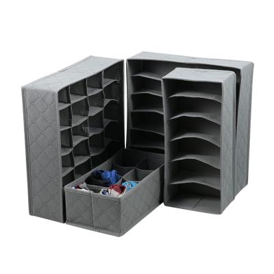 China Sustainable Underwear Storage Box Bamboo Charcoal Set Of 4 Foldable Drawer Dividers for sale