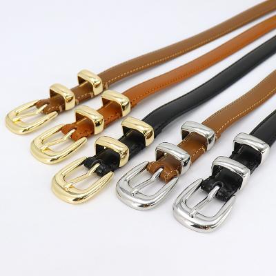 China Wholesale Love Luxury Double Butterfly Gold Alloy Belt PU Thin Waist Adjustable Belt Designer Buckles Women Smooth Belt for sale