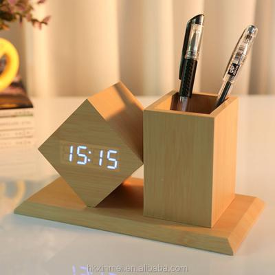 China Files JCX/Digital Wooden Temperature Pen Holder Alarm Clock For Gift And Promotion With Cheapest Price for sale