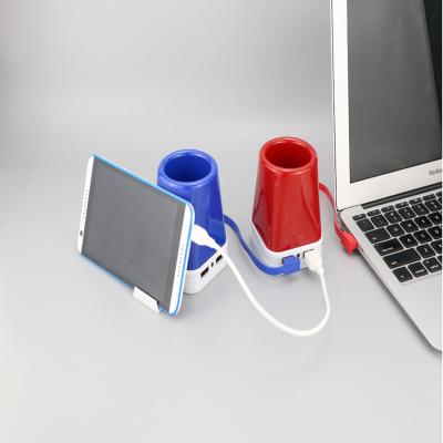 China 2019 Hot Sale Led Light 4 IN 1 Multifunctional LED Desktop USB Hub Lamp Pen Holder With Colorful Colors for sale