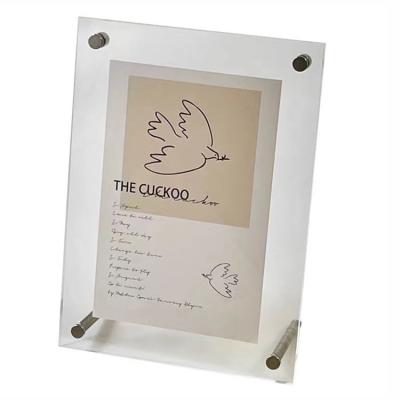 China Modern Clear Acrylic Picture Frame Display Card Frame Album Postcard Souvenir Desk Display Stand for sale