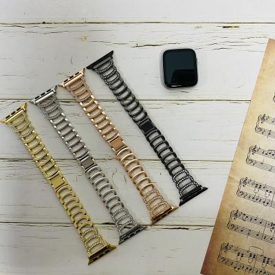 China Water Resistant Metal Watch Strap Luxury Diamond Bracelet Band 40mm For Apple Watch Chain Strap 44mm for sale