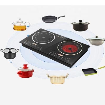 China Multifunction Commercial Electric Induction Cooker 2.2kw Table Top Induction Cooker Touchpad 2 Burner Custom Electric Induction Cooker for sale