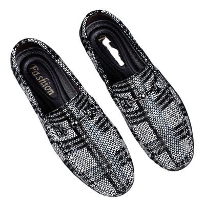 China High-end New Men's Breathable Loafers Fashion Crocodile Skin Pattern Genuine Cow Leather Men Summer Shoes Breathable Workout Shoes Loafers for sale