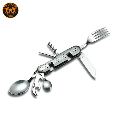 China New Disposable Chinese Picnic Cutlery Knife Set Stainless Steel Cutlery Set Camping Tableware Set Stainless Steel Spoon Fork Folding Knife for sale