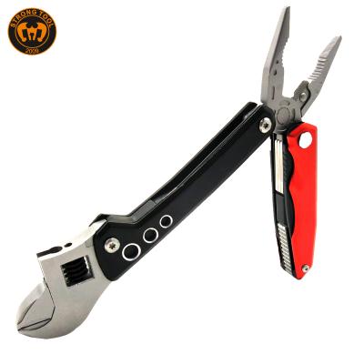 China Survival Multi Functional Heavy Duty Multi Tool Adjustable Wrench And Wrench With Saw Knife Bottle Opener for sale