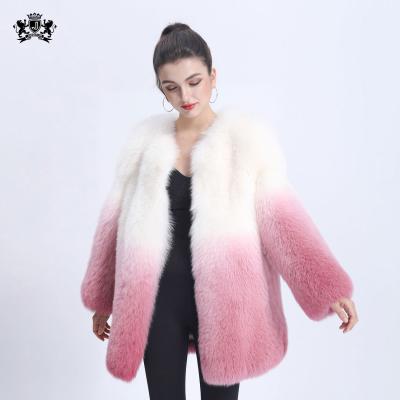 China New Design Janefur Anti-wrinkle Real Fur Coat Gradient Pink Natural Fox Fur Jacket Winter Fashion For Women for sale