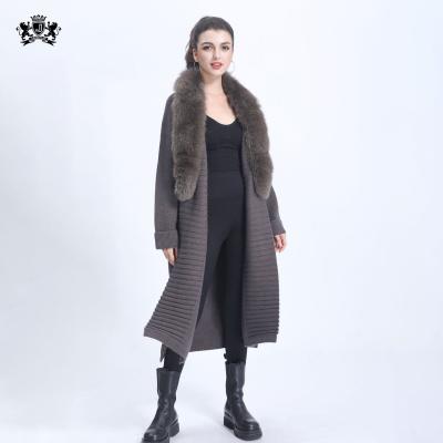 China Wholesale Women Breathable Wool Long Dress Janefur Autumn Winter Cashmere Sweater Coat Cardigan With Belt for sale