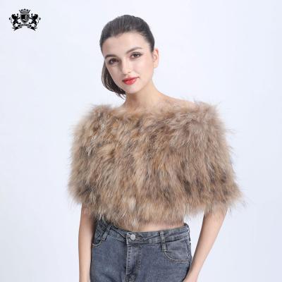 China Soft Touch Feeling Janefur Elegant Fashion Natural Fur Stole Wraps Luxury Real Raccoon Fur Shawl For Women Winter for sale