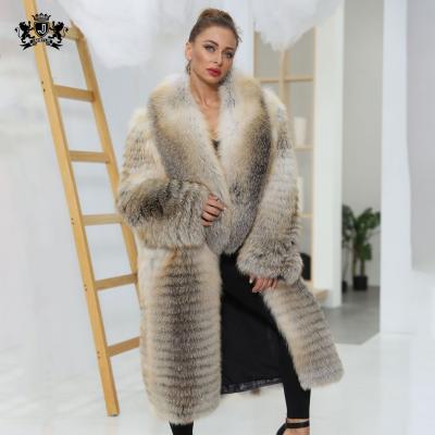 China Popular New Arrival Fashion Design Women Anti-wrinkle Janefur Long Real Fur Coat With Collar for sale