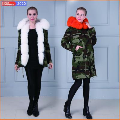 China Wholesale Price Women's Short Fur Liner Breathable Real Fur Collar Thick Real Fox Fur Parka Coat Long Style for sale