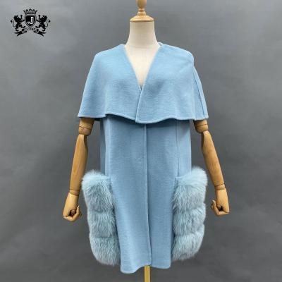 China New Arrival Breathable Cashmere Coats Winter Fashion Design Women Genuine Wool Trench Coat With Fur for sale