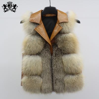 China Real Fox Fur Vest Collar Elegant Women's Winter Furry Fur Vest Coat Warm Breathable Popular Fluffy Leather Vest Coat for sale