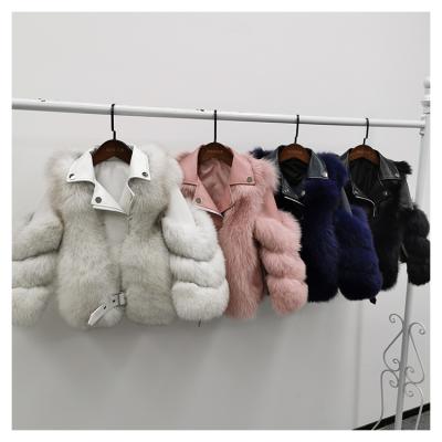 China Anti-wrinkle real leather with warm fox fur coat Fox fur girl fur coat for sale