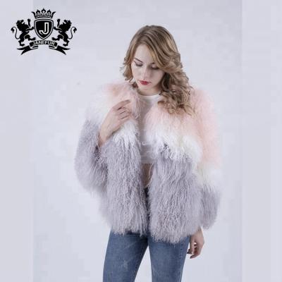 China Real Winter Viable Soft Pink Color Girls Fur Coat Girls Janefur Real Lamb Fur Coat For Women for sale