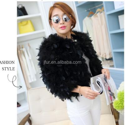 China New Arrival Famous Design Turkey Feather Jacket Plus Size / Famous Fur Jacket Women for sale