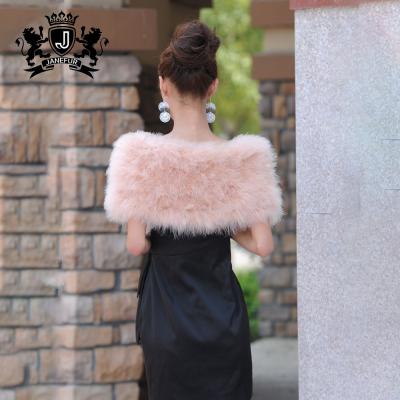 China New style fashion real turkey feather shawl 5 real turkey ostrich fur cap colorful turkey scarf-6 for sale