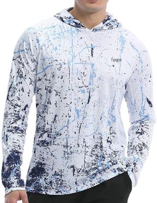 China Antibacterial Mens UPF 50+ Sun Protection Hoodie Shirt Performance Fishing Shirts Sublimation Printing Outdoor Long Sleeve Fishing UV Rise for sale