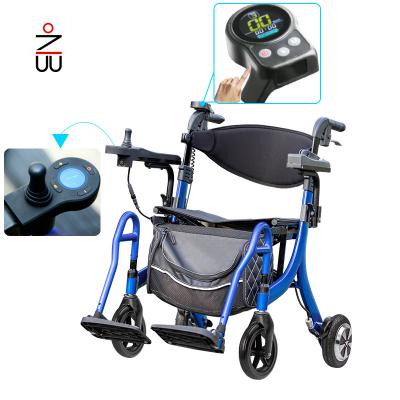 China Folding Aluminum Travel Walker Rollator Elderly Power Aid And Resistance Electric Therapy for sale