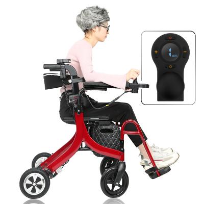 China Power aid and resistance electric wheelchair mobility scooter walker rollator with shopping bag for sale