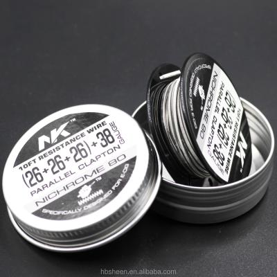 China NK 26ga 38ga heat resistance wire ni80 clapton coil heating triple fused ready made coil for sale