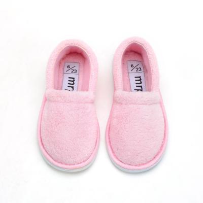 China Customized Round Winter Kids Solid Color Cute Slippers For Kids Bedroom Indoor Cute Girls Casual Slippers for sale