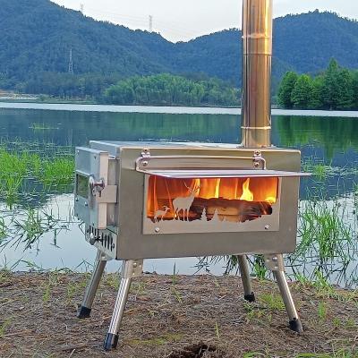 China Adjustable Height Multifunction Wood Stove Outdoor Camping Foldable Wood Stove for Cooking And Heat Indoor Smokeless Wood Stove for sale for sale