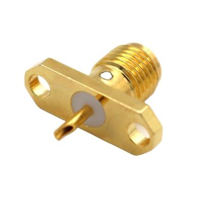 China Brass For SMA Female Connector SMA 50 Ohm RF Connector Jack Female Socket To Two Hole Solder PCB for sale