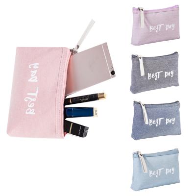 China Fashionable Portable Korean Canvas Canvas Makeup Bag Portable Zipper Wash Storage Pencil Pouch Girl Letter INS Cosmetic Bag for sale