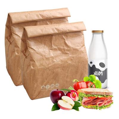 China Who respects the environment. Durable.insulated Logo Eco Friendly Reusable Waterproof Custom Insulated Cooler Brown Tyvek Foldable Lunch Cooler Paper Bag for sale