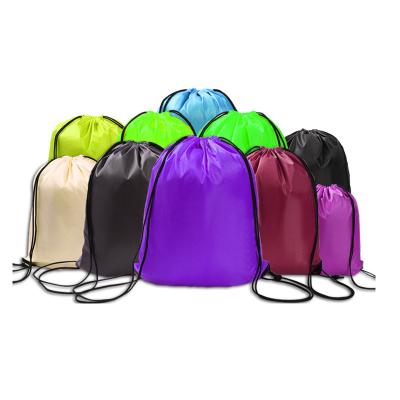 China Custom Logo High Quality Cheap 210D 420D Anti-theft Sports Beach Gym Backpack With PU Polyester Drawstring Rucksack Corner Bag for sale