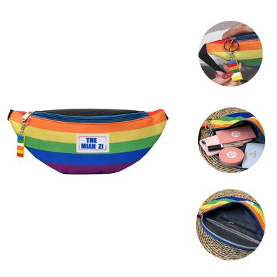 China Custom Lightweight Anti-theft Bum Bag Travel Sports Rainbow Waist Bag Fanny Pack Running Logo Waist Pack Belt Girl Fashion Chest Bags for sale