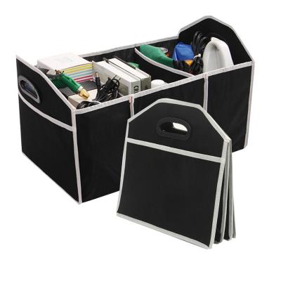 China Black Folding Car Storage Box Large Capacity Seat Organizer Trash Bin Trunk AUTO Large Capacity Home Folding Non-woven Car Organizers for sale