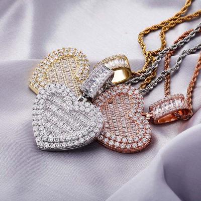 China 2021 fashion 21XL0005 jewelry eco-friend necklace bulk custom brass zircon loose heart pendant necklaces for pictures for sale