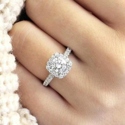 China Environmental Friendly Fashion Ring Zircon Diamonds Stone 925 Sterling Silver Engagement Wedding Band Ring For Women for sale