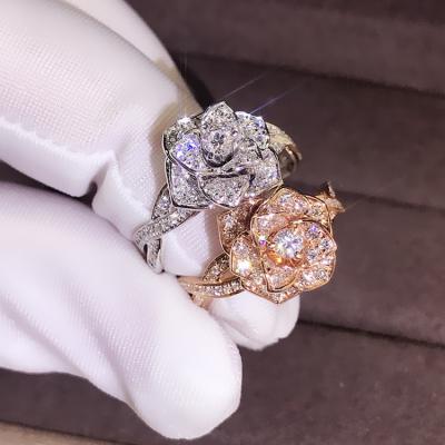 China New Environmental Friendly 18K Rose Gold Plated Simulated Diamond Rose Wedding Rings for sale