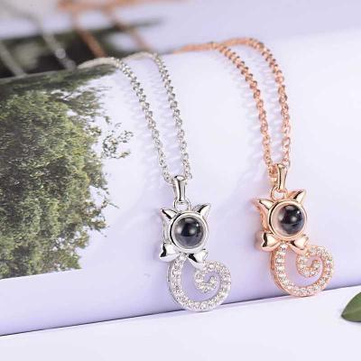 China 100 Languages ​​I Love You Memory Projection Environmental Friendly Pendant Necklaces For Valentine's Day Gift for sale