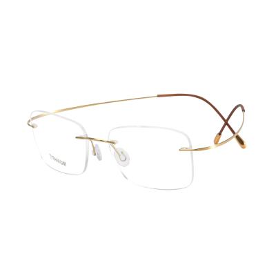 China Titanium Rimless Frames Titanium Rimless Frames Eyewear B Fashion Eye Glass Optical Square Spectacle Frame For Women Men for sale