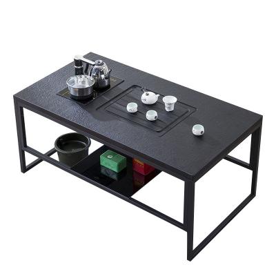 China Modern black coffee table home furniture luxury antique rectangular metal coffee table black custom for sale