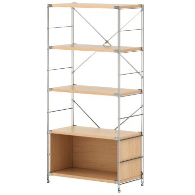 China Sustainable Modern MDF Board Chrome Square 4 Layer Metal Shelving Living Room Wire Storage for sale