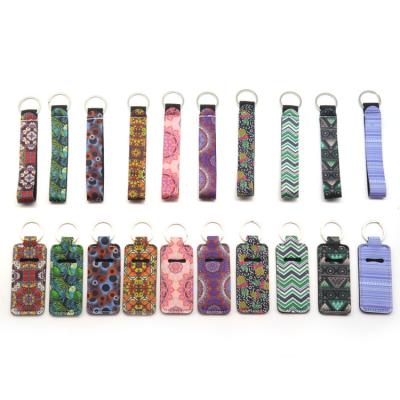 China Promotional Gifts / Souvenirs Etc Neoprene Key Chain and Sanitizer Holders Lip Balm Stick Holder Keychains Lipstick Holder Bracelet Lanyard for sale