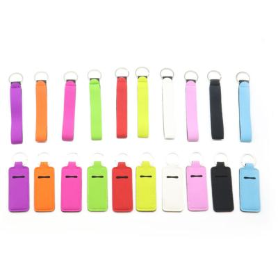 China Promotional gifts/souvenirs etc. ready to ship Convenient wristband solid color rainbow neoprene key chain in bulk for sale