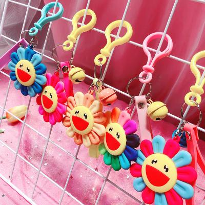 China Eco-friendly Factory Supply Kawaii PVC Heart Shape Sunflower Soft Key Chain Key Chain for sale