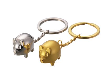 China Pig Logo Metal Keychain Gift Durable Creative Custom Zodiac Kiss Couple Keychain for sale