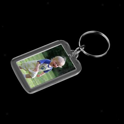 China Rectangular Acrylic Blank Key Ring Keychain DIY Souvenir Gifts Promotion Photo Picture Frame Clearly for sale