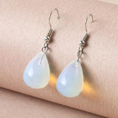 China Transparent Crystal Natural Stone Jade Drop Earrings Simple Temperament Lead Free Nickel Free Fashion for sale