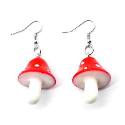 China Candy Color Resin Charm Lead Free Nickel Free Cute Colorful Mushroom Drop Earrings For Women for sale